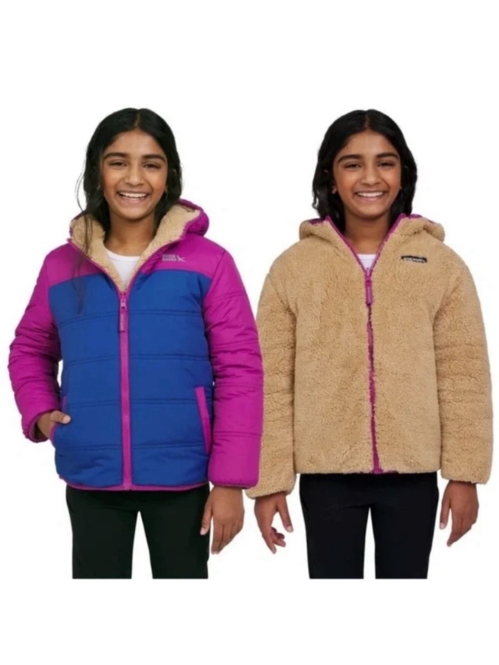 Eddie Bauer Kids Youth Girls Reversible Sherpa Lined Jacket PINK